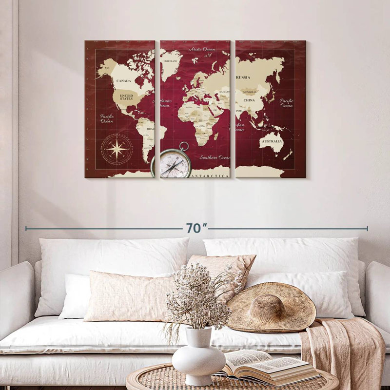 Carte du monde en Alimar, H 28 po x l 45 po