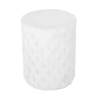 Outdoor Lightweight Concrete , Geometric Shaped Design, Functional And , No Assembly, 15.38"d X 18.9"h, Antique White Side Table, Design For Home Decor, Construction, 15.38 In Depth 18.9 Height