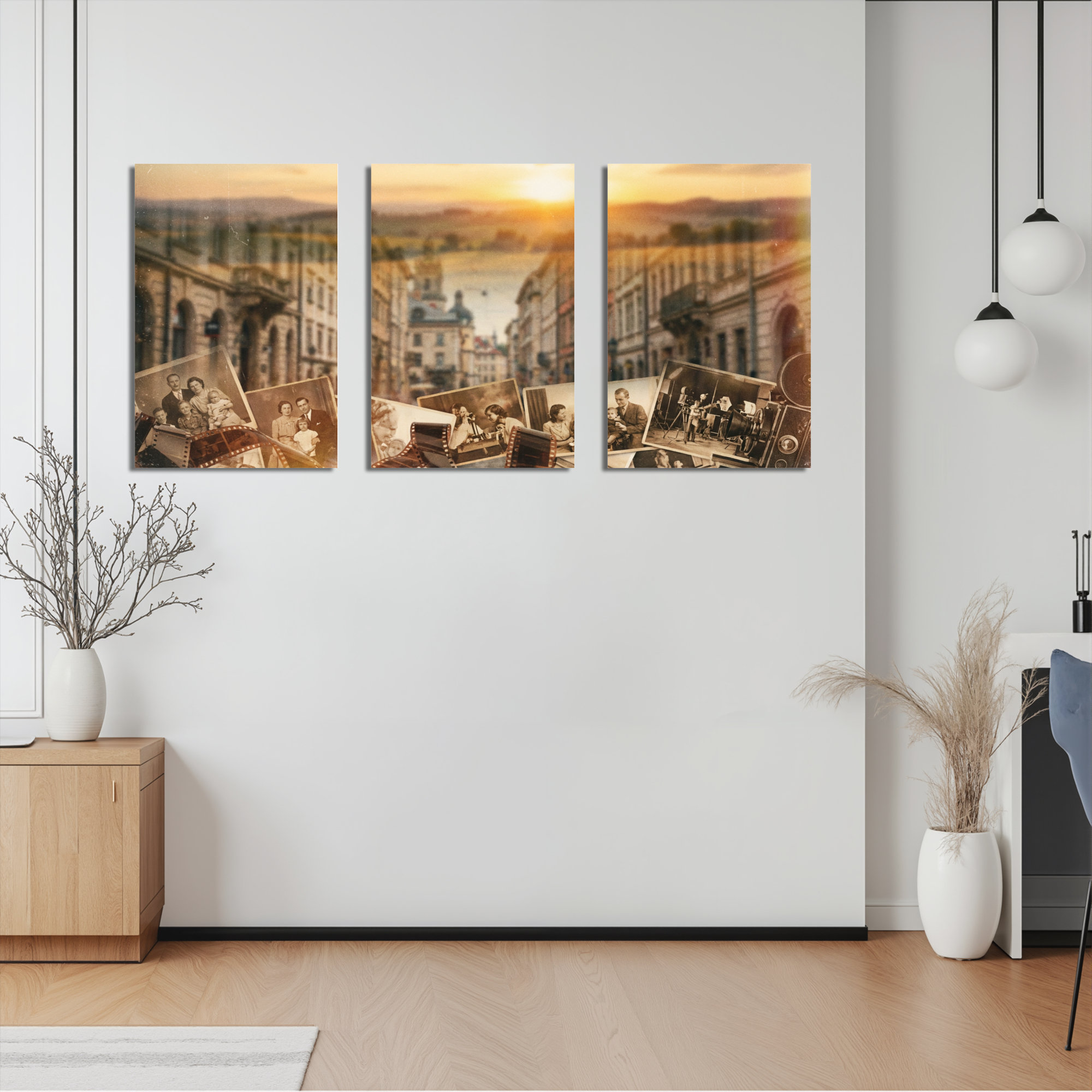Winston Porter Vintage Photographs And Cityscape Canvas Wrapped Wall ...