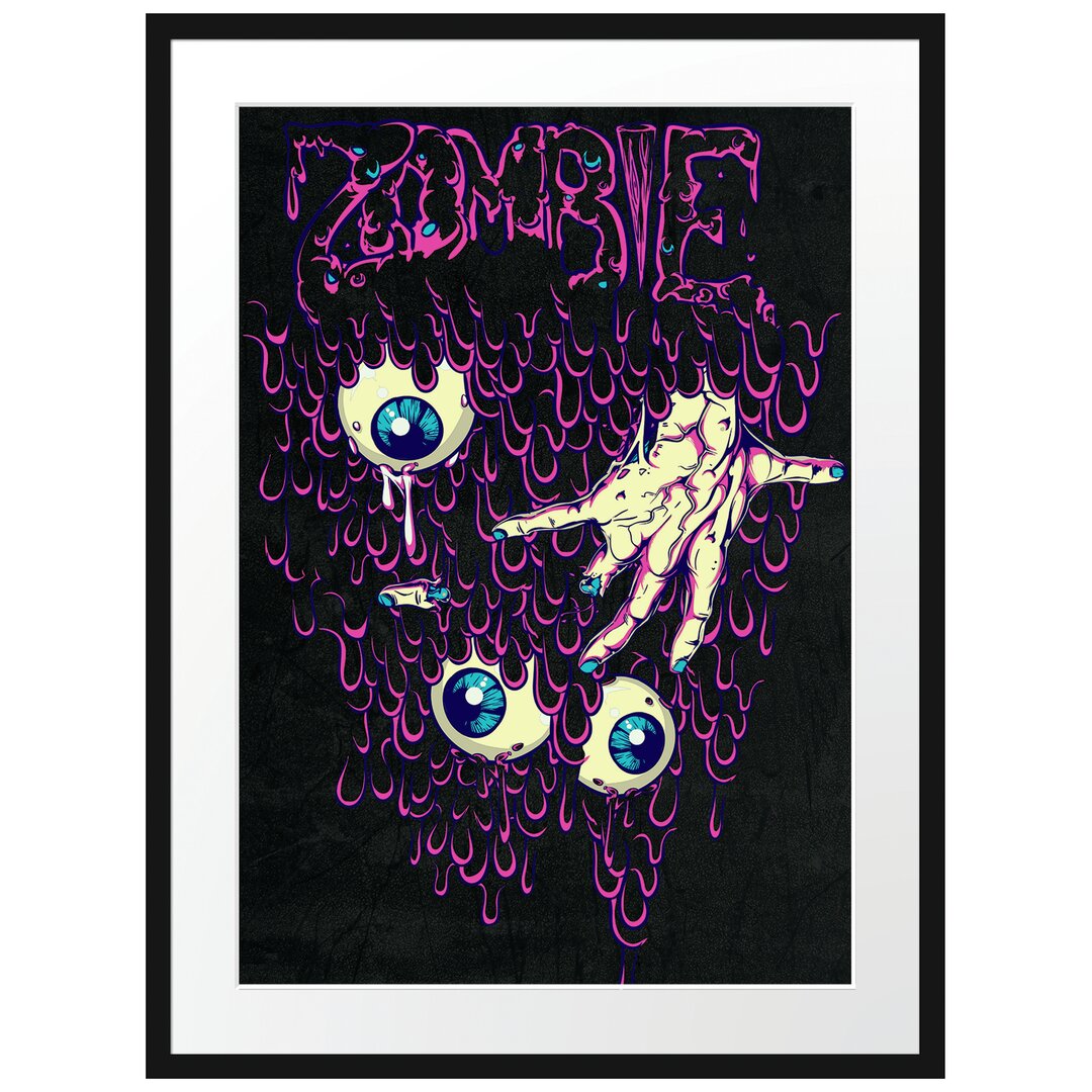 Gerahmtes Poster Zombie-Eyes Black