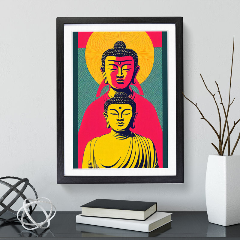 Two Buddha - Framed Print, Black Framed, 34cm H x 25cm W x 2cm D