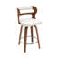 Tabouret de bar pivotant rembourré avec structure en bois, pieds en bois d'hévéa-322138348