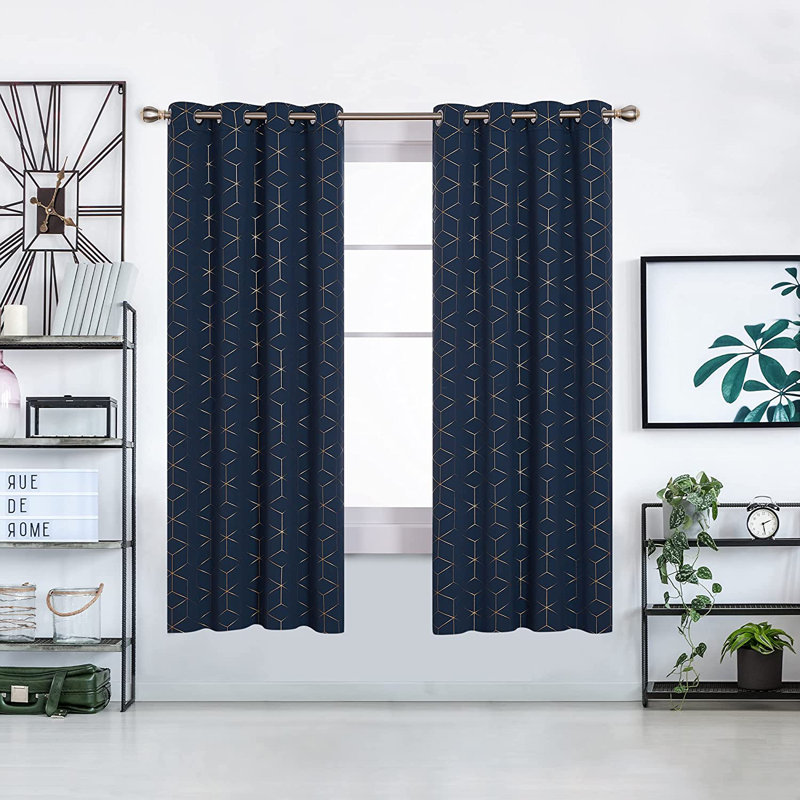 Malone Room Darkening Thermal Curtain, Width 117 x Drop 183cm, Navy Blue