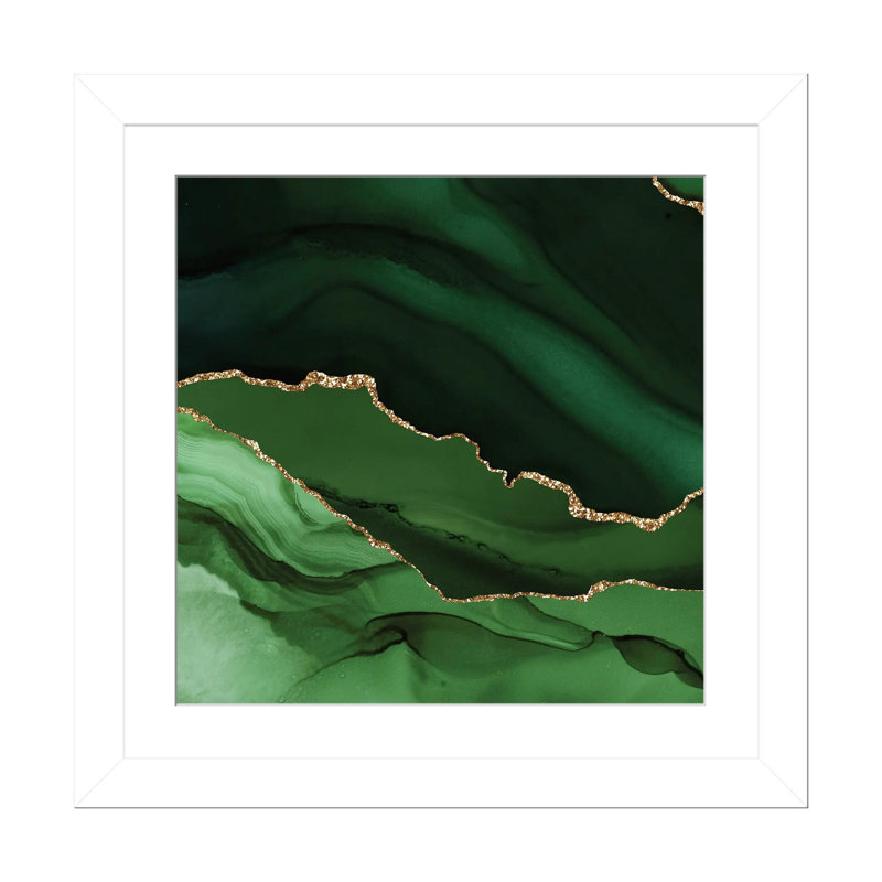 Agate verte verte, texture X, Papier avec cadre blanc ouvert, Blanc, H 16 po x l 16 po x P 1 po