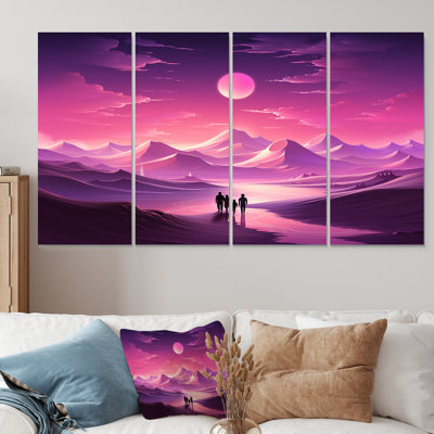 Mauve azur dans l'espace, désert II - art mural 4 pièces