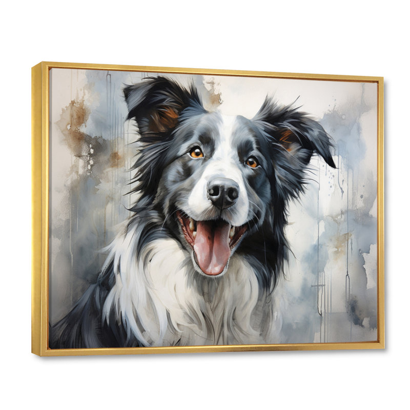 Dog Faithful Companion II - imprimé, Cadre flottant doré, H 12 po x l 20 po x P 1 po