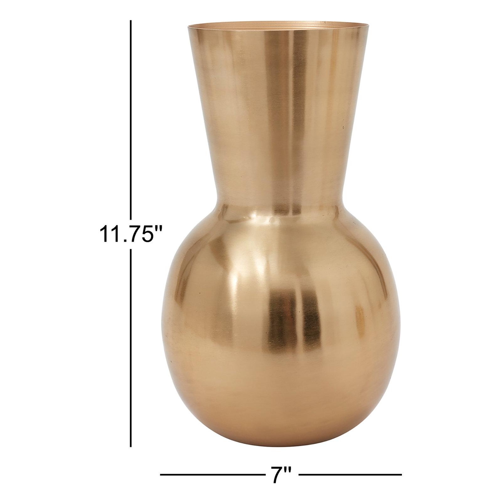 Corla Handmade Metal Table Vase, 11.75" H x 7" W x 7" D