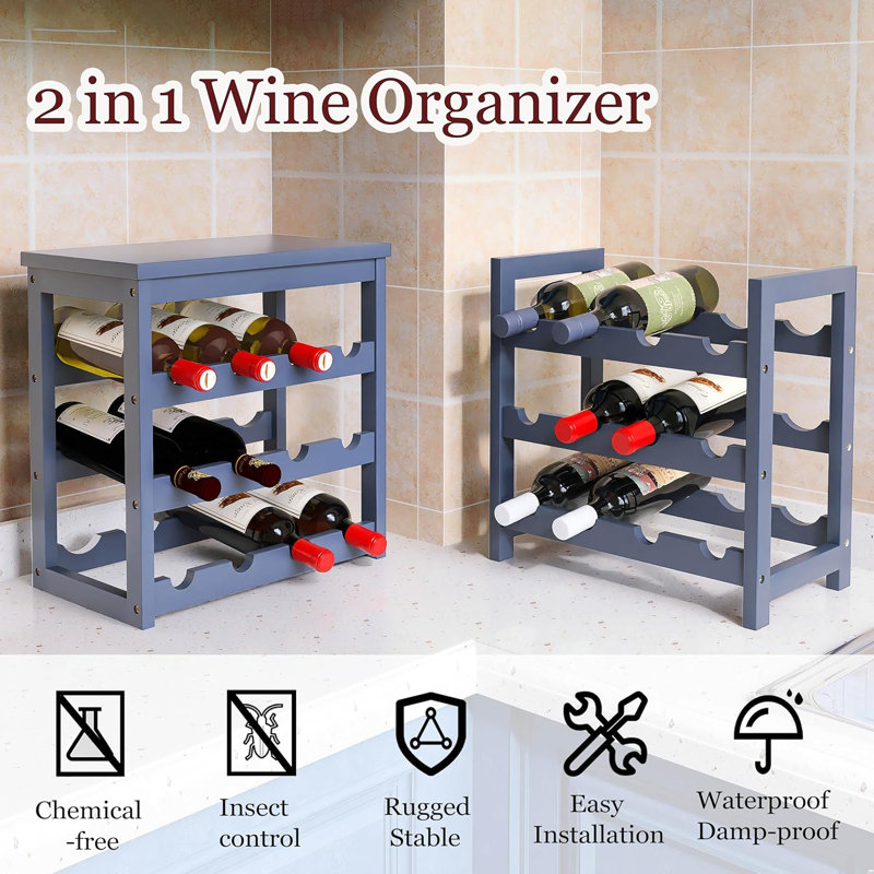 Floor Wine Bottle Rack Gray