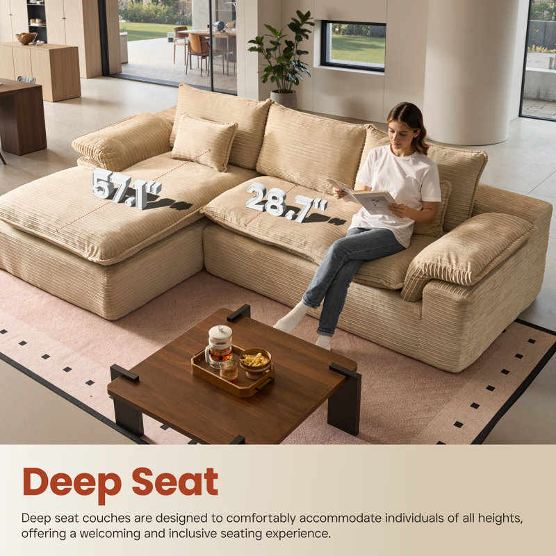 Nathasa 2 - Piece No Assembly Required Upholstered Boneless Sectional, Compression Sleeper Sofa with Pillow, Free Combination Sofa Bed for Home
