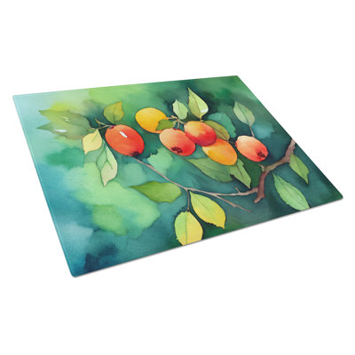 Missouri Hawthorns in Watercolor Glass Cutting Board Large