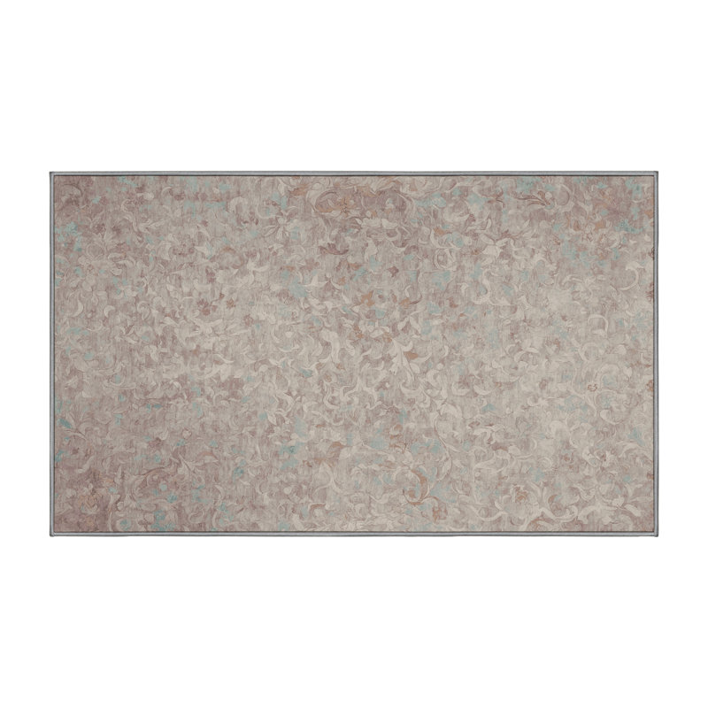 Machine Washable Gray Area Rug, Rectangle 5' x 8'
