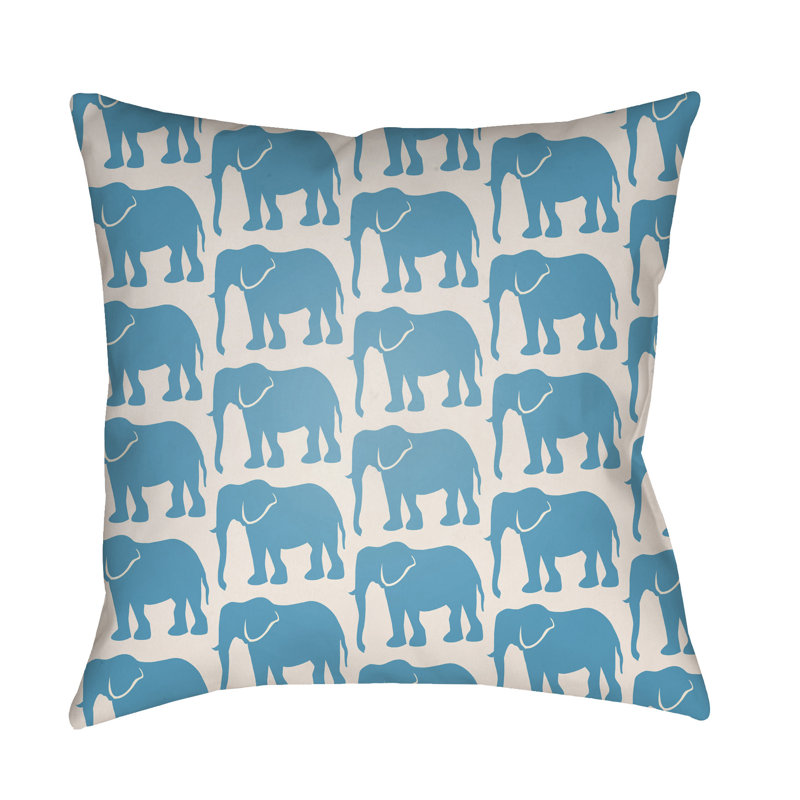 Lolita Elephant 14" x 24" Outdoor Rectangular Pillow Cover & Insert, Aqua/Ivory