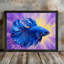Art encadré noir avec poisson bleu, impression impressionnante de peinture aquatique impressionniste-22780704