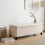 Repose-pieds rembourré multifonctionnel de rangement, couleur beige clair pour un design polyvalent, pieds en bois massif durable, tissu lisse pour un nettoyage facile.