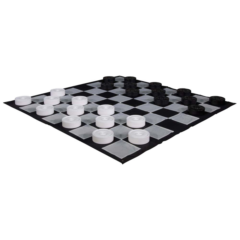 Giant Black and White Plastic Checker Set with Nylon Mat