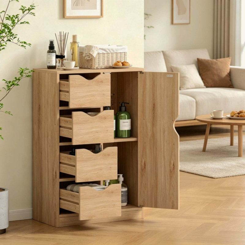 Armoire de rangement verticale compacte, armoire de plancher multi-compartiments, unité de rangement étroite, armoire d'appoint