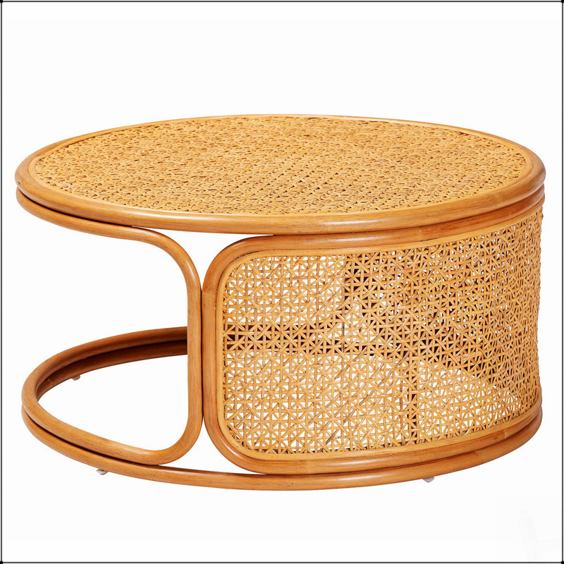 Table basse en rotin miel avec élégance rustique et conception tissée durable, parfaite pour rehausser tout décor de salon.