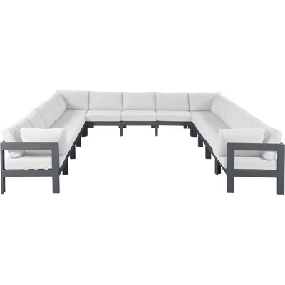 Lysandros 150'' Wide Aluminum Patio Sectional with Cushions