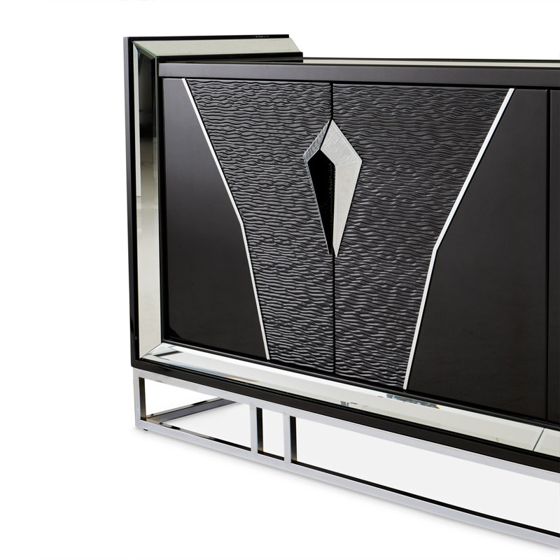 Carmela 86.75'' W Sideboard, Black/Silver