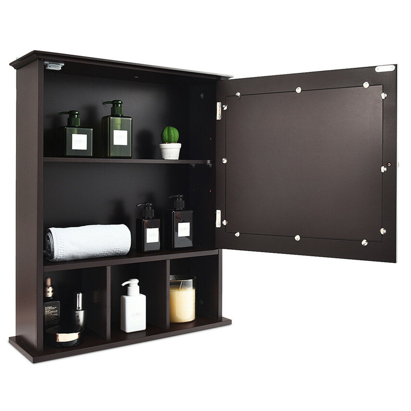 Armoire à pharmacie 1 porte avec 3 tablettes réglables Plewak, Brun