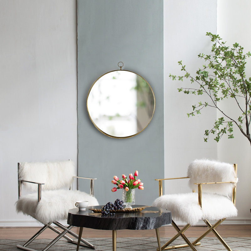 Mirroir rond doré, 34 po x 30 po