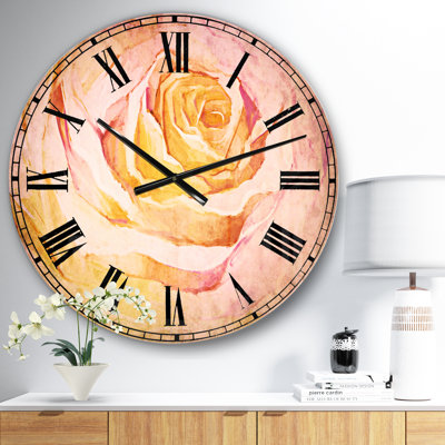Pétale peinte à la main White Rose - horloge murale traditionnelle