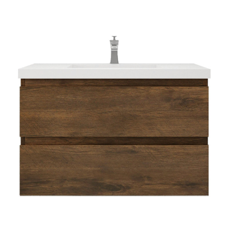 Amahd Single Bathroom Vanity with Acrylic Top, Rosewood