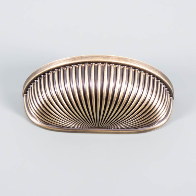 Ribbed Brass Semi Circle Cabinet Pull, Brushed Bronze
