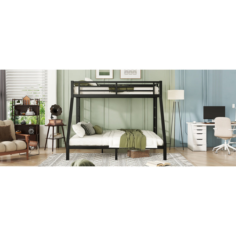 Lit superposé en métal pour les adolescents et les adultes, lit simple TG au-dessus du grand lit, espace, revêtement, grand lit à renfort inférieur, conception d'espace, échelles faciles et silencieuses