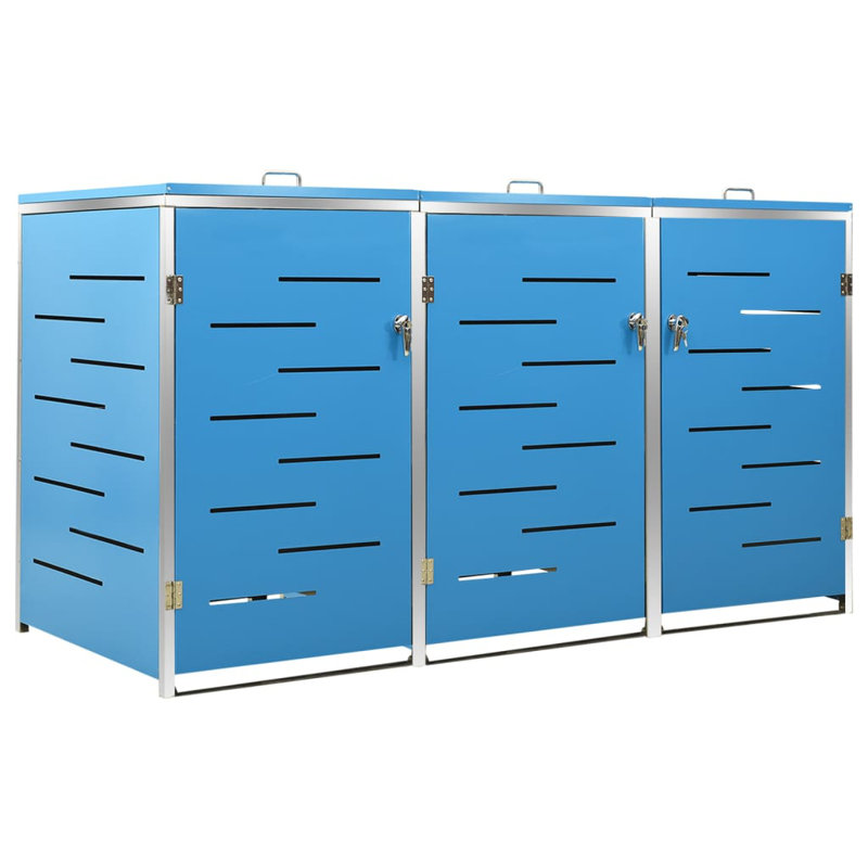 Metal Triple Bin Store, Blue