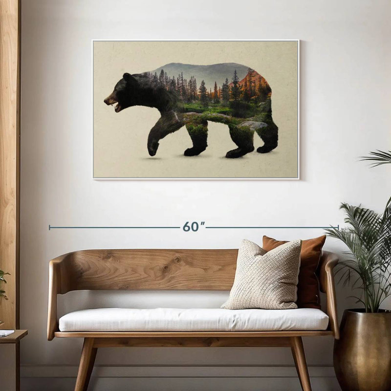 The North American Black Bear, Floating Frame White, 43" X 29"