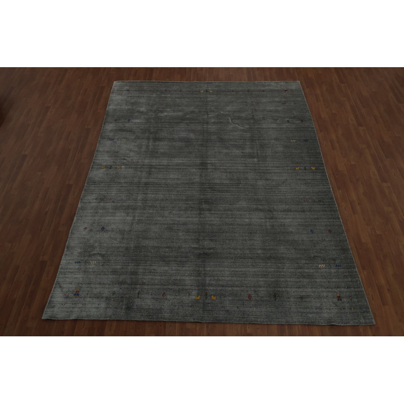 Tapis décoratif polyvalent de style Gabbeh 9 x 12 avec surface texturée subtile