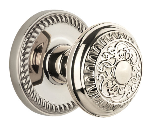 Grandeur Newport Rosette Single Dummy with Windsor Door Knob, Polished Nickel