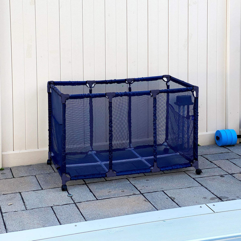 LoochMee 43'' W 1 Gallons Water Resistant Plastic Deck Box with Wheels, Blue