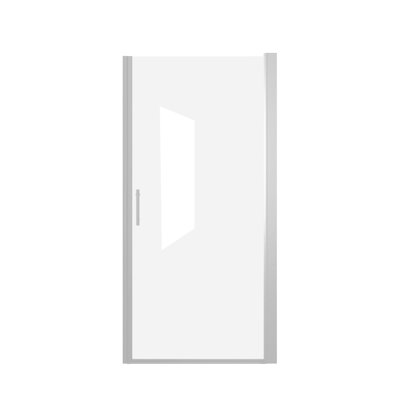 Pivot Shower Door, Half Frame, Chrome Aluminum, 1/4 Inch (6Mm) Tempered Glass With Safety Film