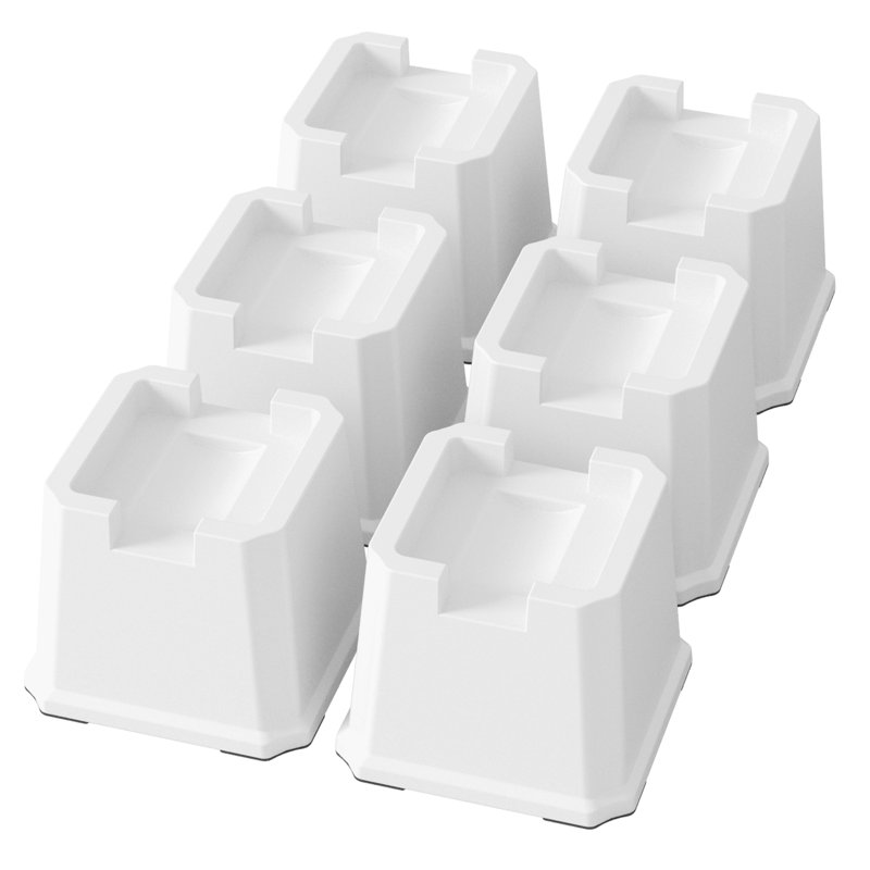 Ensemble de risers pour lit de 3 pouces avec 6 roues, Blanc