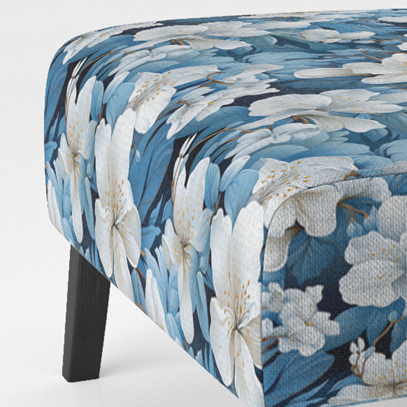 Fauteuil de chambre rembourré C, Mirage à motif tropical azur