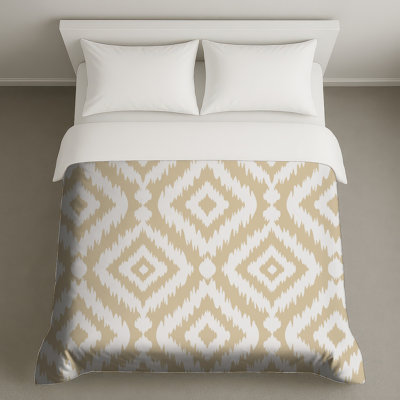 Housses de couette beige et blanc Ikat