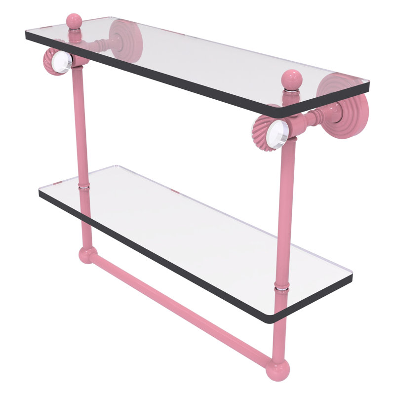 Jarrell 2 Piece Glass Tiered Shelf, 13" H x 16" W x 5.12" D, Shaded Beige