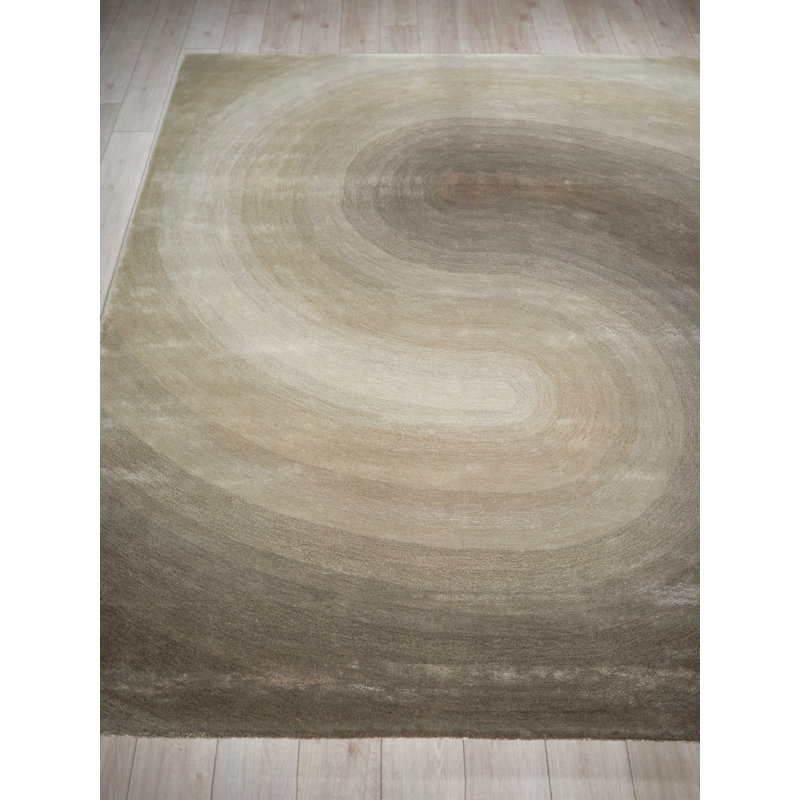 Mitomo Handmade Wool/Bamboo Silk, Taupe Area Rug, Rectangle 12' x 15'