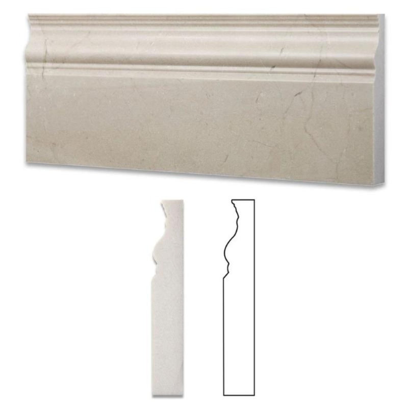 12" x 5" Polished Marble Bullnose Tile Trim in Cream