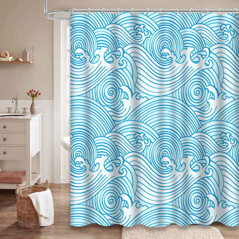 Rideau de douche à vagues japonaises, L 72 po x l 72 po