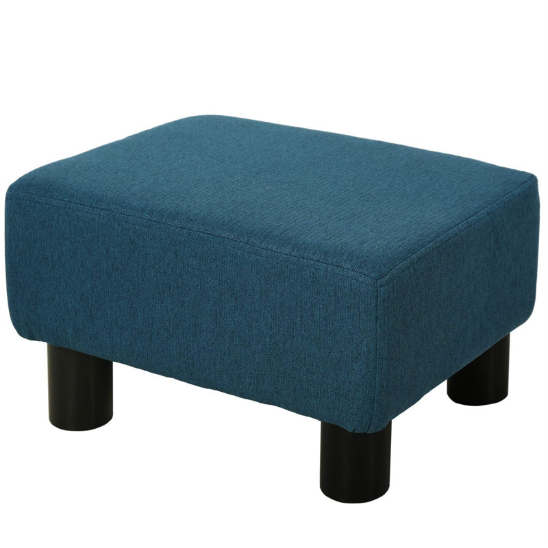 Yarger 40cm Wide Rectangle Solid Colour Footstool Ottoman, Blue