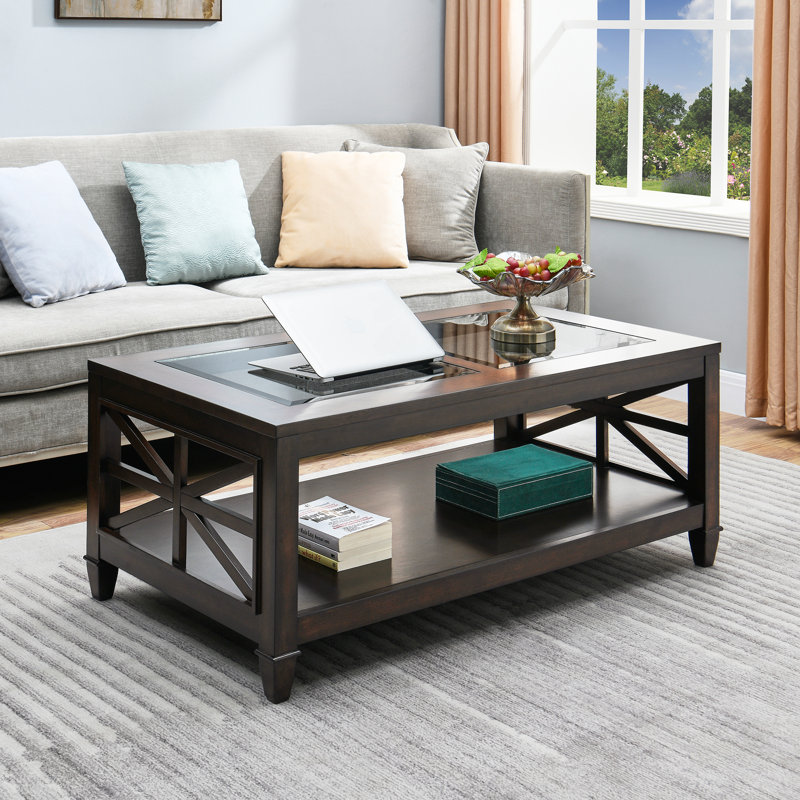 Cheylee Cocktail Tables And Coffee Table With Storage, Dark Coffee