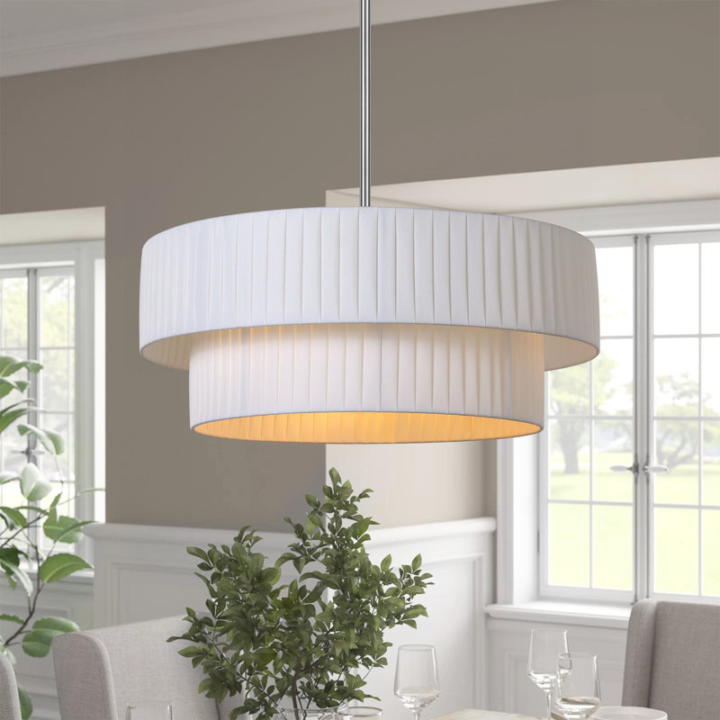 Lustre tambour à 3 lumières Reihan, Chrome, H 7,4 po x l 19,6 po x P 19,6 po