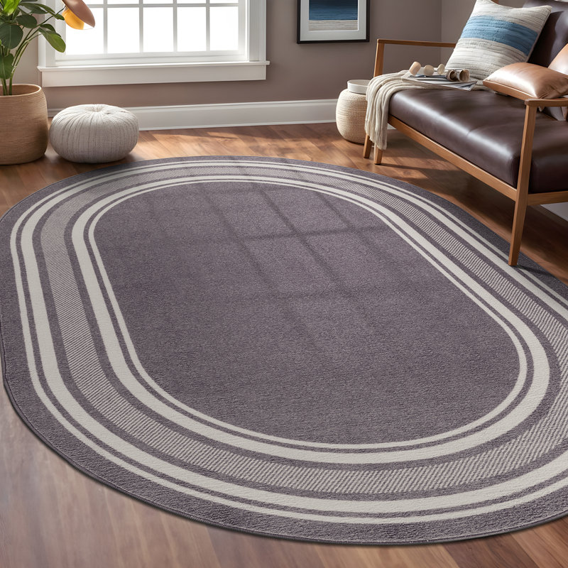 Tapis gris Quinter, Ovale 5 pi x7 pi