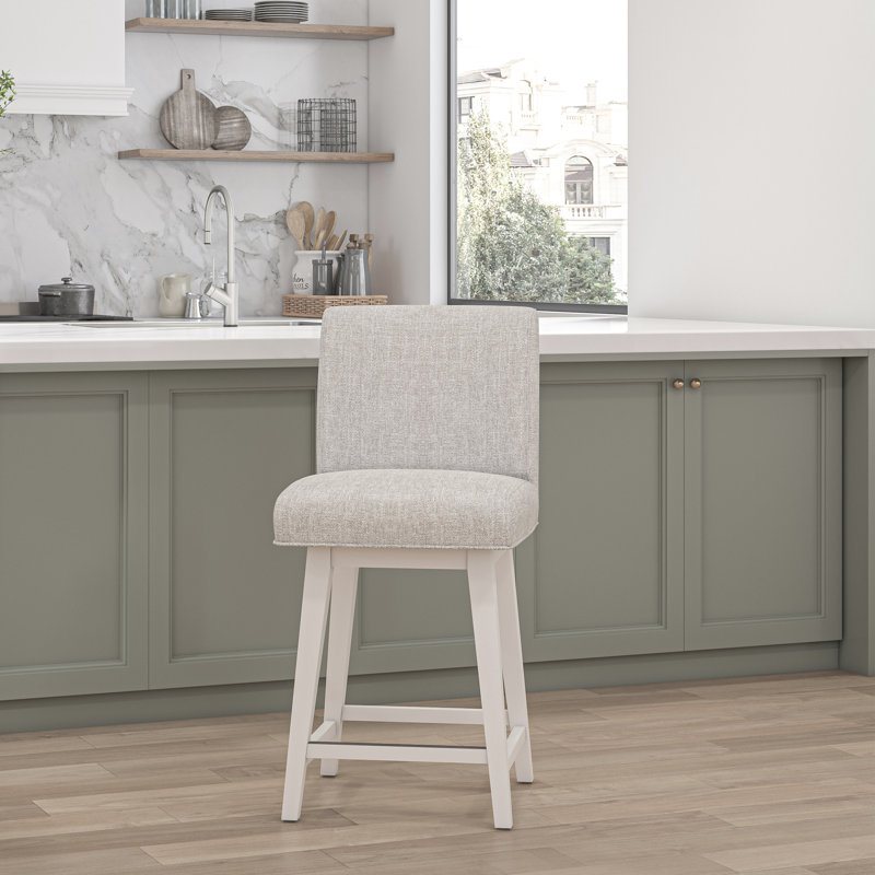 Tabouret pivotant Dorson, Blanc pur, Avoine