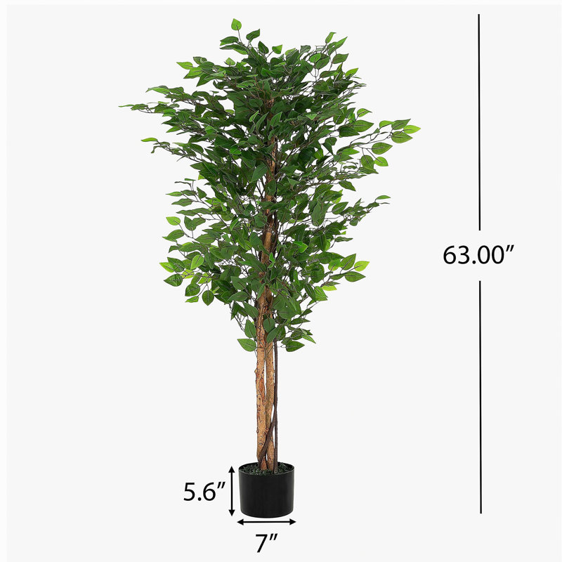 63" Artificial Ficus Tree with Black Plastic Pot