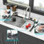 Évier de cuisine à cascade 33 po 33 po - Station de travail à rebord à cuve simple en acier inoxydable de calibre 16 de 33 po et 22 po avec robinet coulissant et laveuse à gobelets, fabrication T304 16G, conception unique, bonde facile, son