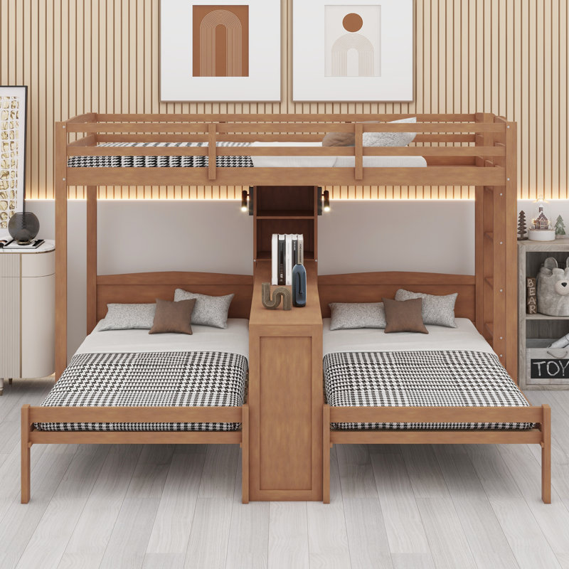 Lit superposé peu encombrant avec bureau d'étude intégré, tablettes de rangement et lampe de lecture pour la chambre à coucher